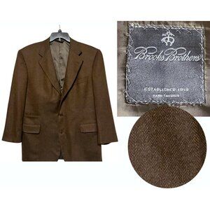 Vintage Brooks Brothers Jacket 42R Blazer Wool Herringbone Academia Old Preppy